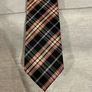 Alexander Julian Polyester Tie Pink black White plaid Men Necktie